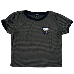 Oboe | Striped Owl Patch Crop Top